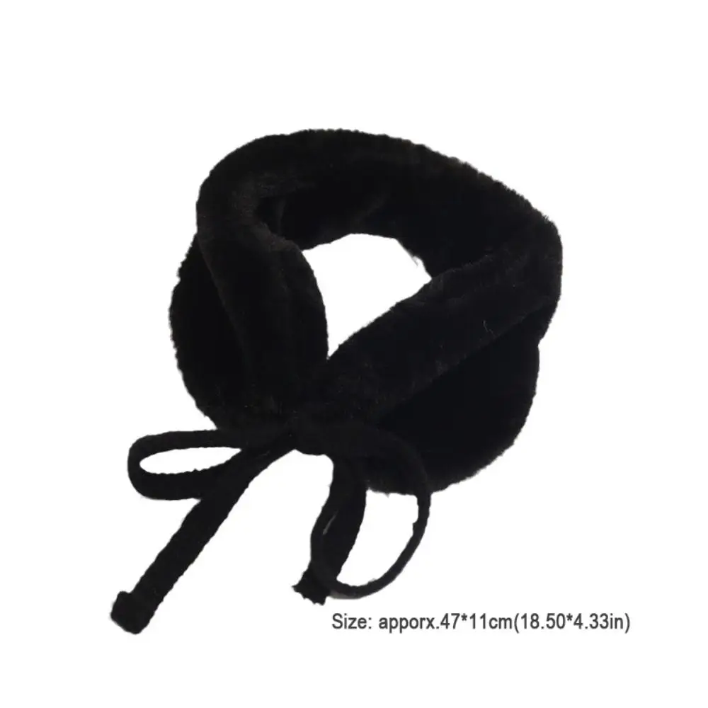 New Plush Winter Small Scarf Solid Color Ear Protection Tie Earmuffs Thick Warm Soft Neck Wrap