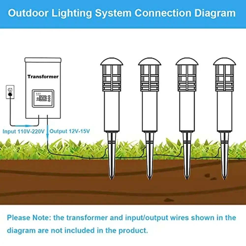 12-Pack Low Voltage Aluminum Outdoor Garden Landscape Pathway Lights Yard Driveway Lighting Kit