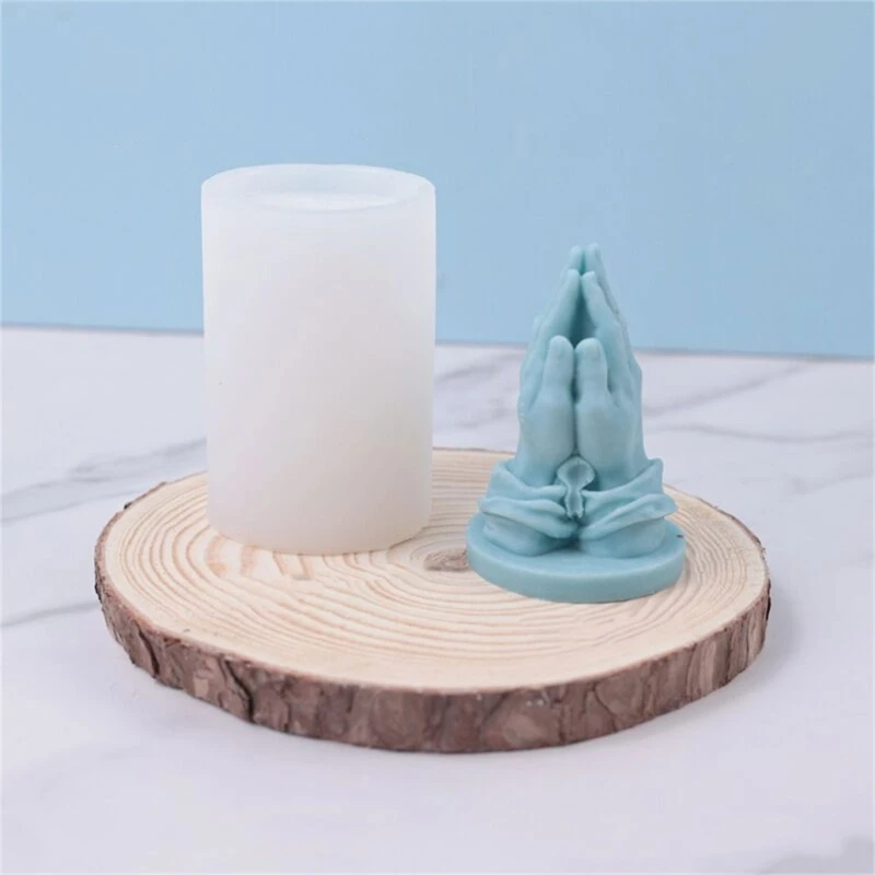 Silicone Mold Folded Prayer Gesture Praying Beads Hand Candle Making Kitchen Baking Tool Gypsum Molds DIY Crafts