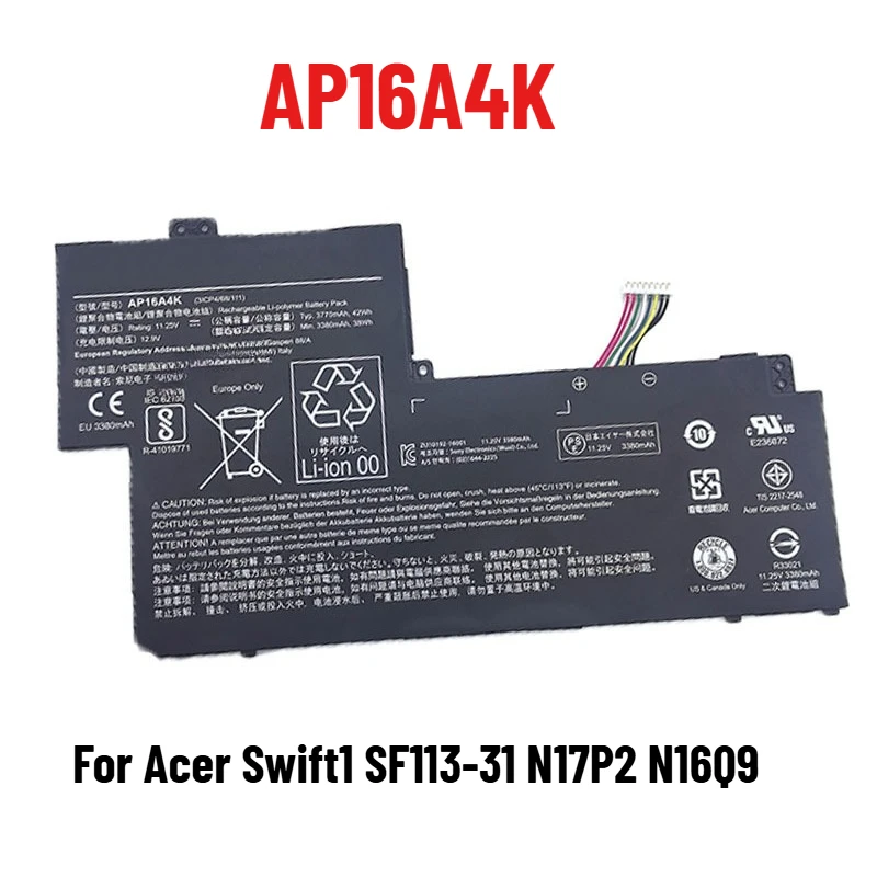 

Аккумулятор для ноутбука Acer Swift1 SF113-31 N17P2 N16Q9 AP16A4K, высокая емкость