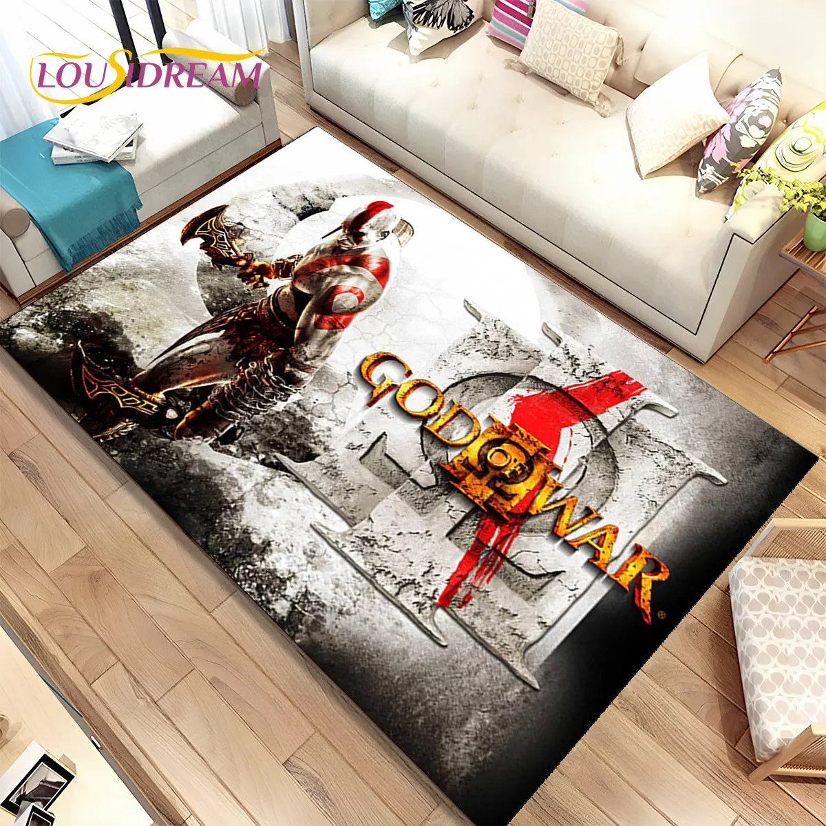 God of War Game Gamers Kratos  Area Rug,Carpet Rug for Living Room Bedroom Sofa Doormat Decoration, Kids Play Non-slip Floor Mat