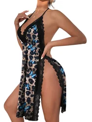 Sexy Women's Underwear Large Size Loose Home Nightgown Slit Pajamas