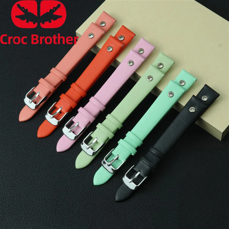 Jewelry strap accessory straps The favorite pink combination of girl for watch accessories Genuine leather strap 8 10 12 14 16mm