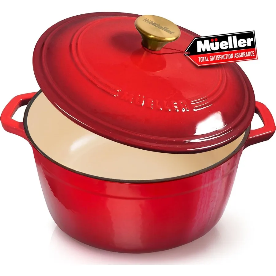 

4.5 QT Enameled Cast Iron Dutch Oven for Slow Cooking and Braising HeavyDuty Casserole Dish with Lid and Stainless Steel Knob O
