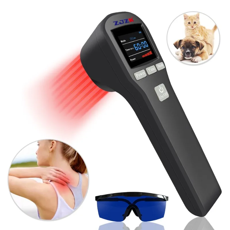 ZJZK Class IV LLLT Cold Laser Therapy Device Portable 650nm 808nm Dual Wavelength High Power for Pain Relief Sciatica Neuropathy