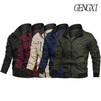 Autumn and winter new multi-pocket aviator jacket retro collar functional wind solid-coloured trench coat jacket hard Han men's