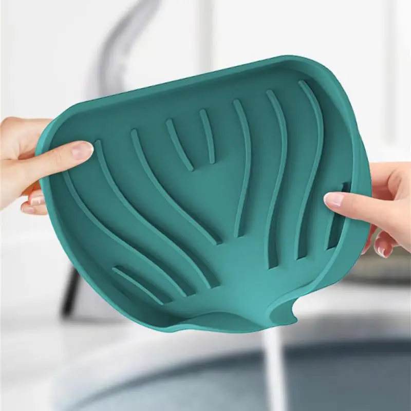 Creative Washing Table Soap Tray Free Punch Drain Rack 2024 Silicone Drain Soap Box Kitchen Bathroom Anti-slip Sink Tray