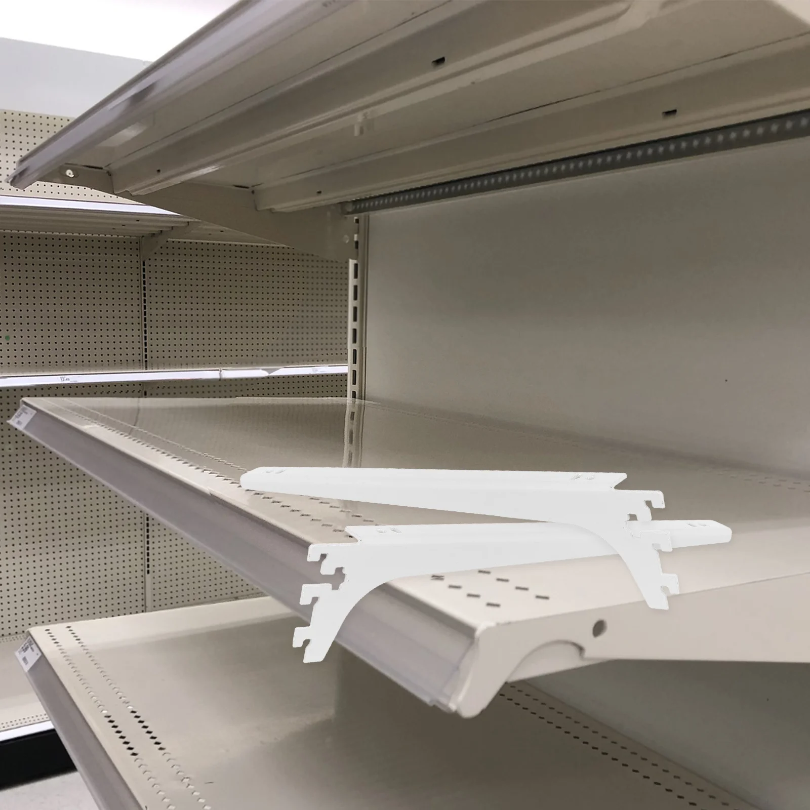 

2Pcs Shelf Rod Brackets Heavy Duty White Cold Rolled Steel Closet Rod Support for Pegboard Shelving Shelf Support Bracket