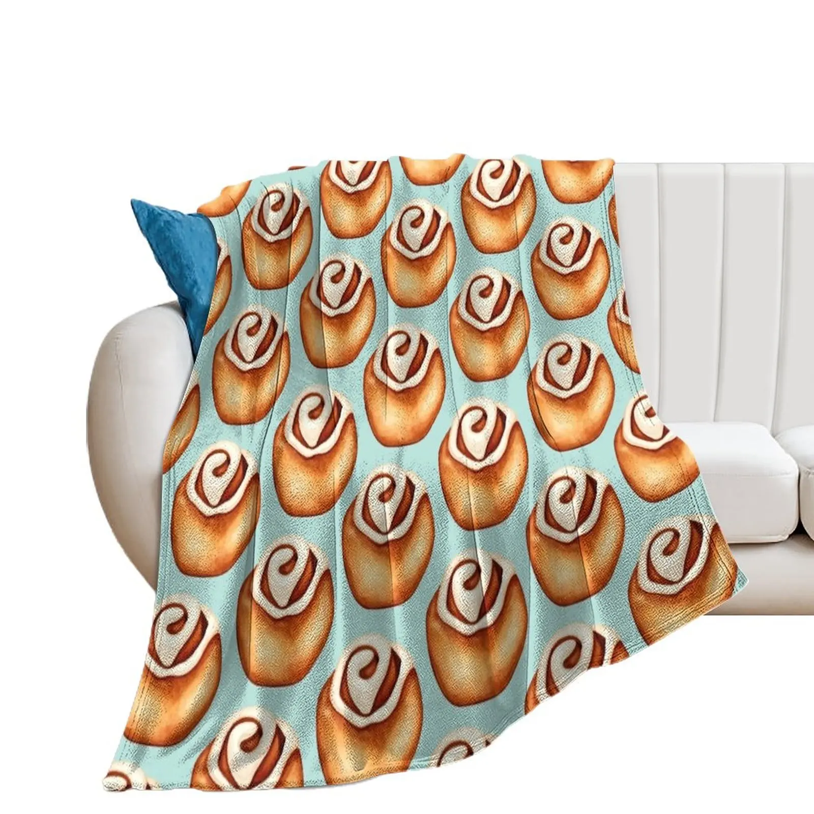 Cinnamon Roll Pattern - Blue Throw Blanket Luxury Brand For Sofa Thin heavy to sleep Summer Beddings Blankets