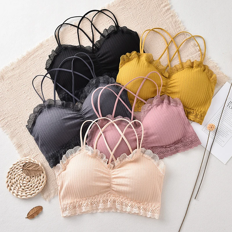 Sexy Bra Tube Top Lace Bralette Women Crop Top Female Sexy Lingerie Beauty Back Intimates Crop Top Seamless Padded Underwear