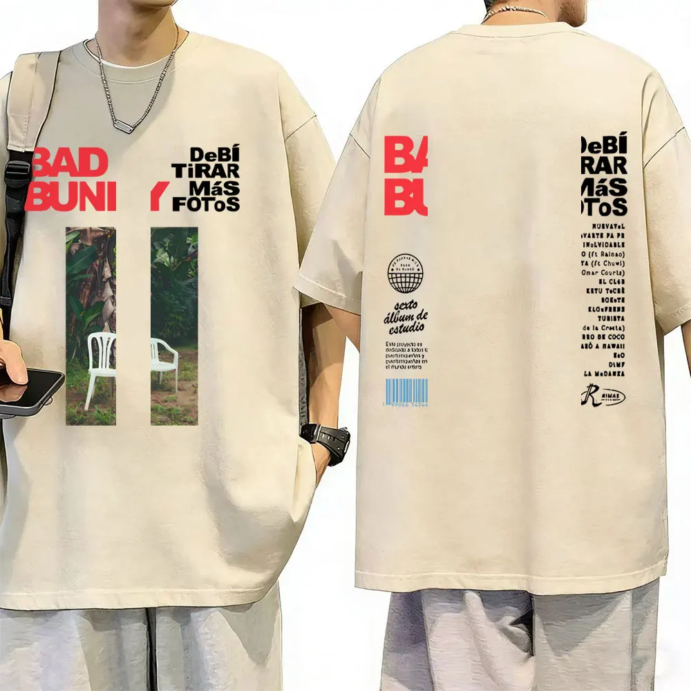 

Best Famous Rapper Bad Bunny DeBi TiRAR MaS FOToS DTMF Vintage Washed Khaki T-shirt Men Women Fashion Hip Hop Oversized T Shirts