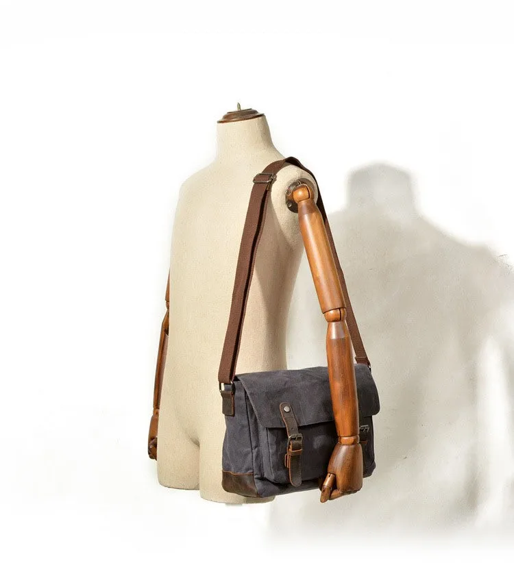Vintage Herren Outdoor Casual Umhängetasche Canvas Single Shoulder Umhängetasche Herren Anti-Splash Oil Wax Vintage Umhängetasche – Detail 3