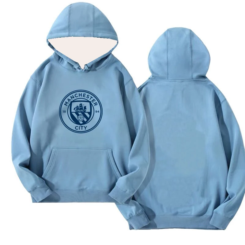 Men's Blue Hoodie Manchester City Home Jersey Harland Sweater Sports Comfort Casual Fans Long Sleeve Jacket Hooded Sweater