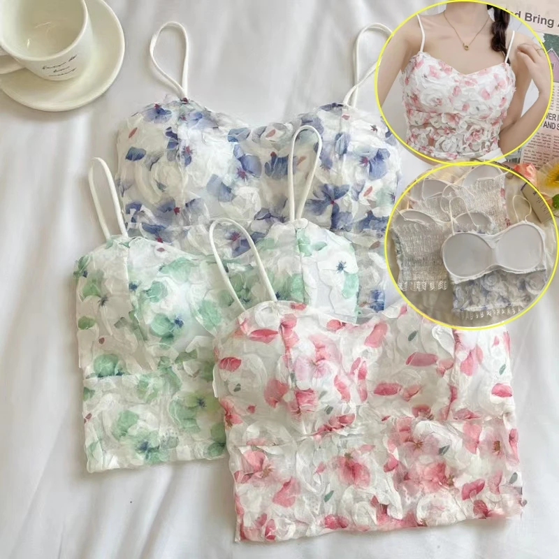 

Летняя популярная новинка для девушек с цветочным кружевом и маленькими лямками, красивая сексуальная верхняя одежда с открытой спиной для девушек, жилет, нижнее белье