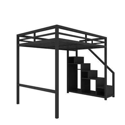 

Nordic, wrought iron, multi-functional, elevated bed, small apartment, bedroom bed