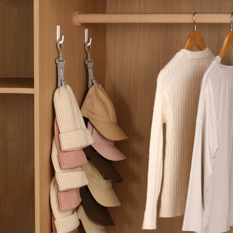 Porta cappelli per guardaroba, corda sospesa, clip per riporre cappelli, organizer per cappelli, display per berretti da baseball, porta dell'armadio e camera da letto