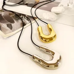 Fashion New U-shaped Geometric Pendant Necklace Women's Personality Luxury Long Necklace High Quality Jewelry