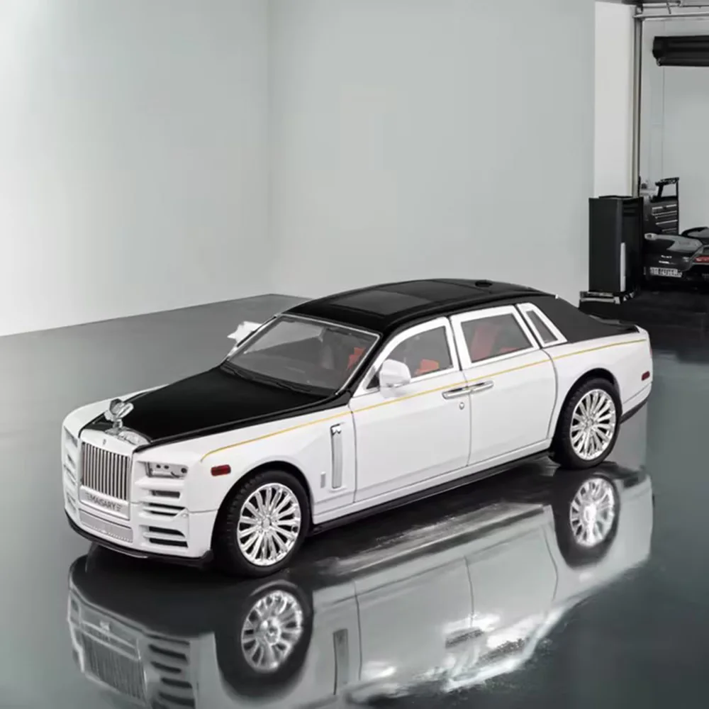 

1/22 Metal Diecast Rolls-Royce Phantom Model Cars Toy Wheel Pull Back Car Models with Sound Light Vehicle Children Birthday Gift