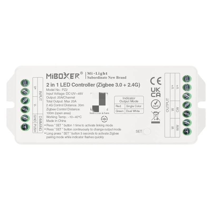 Miboxer Zigbee 3.0 + 2.4G Controller LED PZ2 2 in1 PZ5 5 in1 Max 20A per striscia Led singolo colore/doppio bianco/RGB/RGBW/RGB + CCT