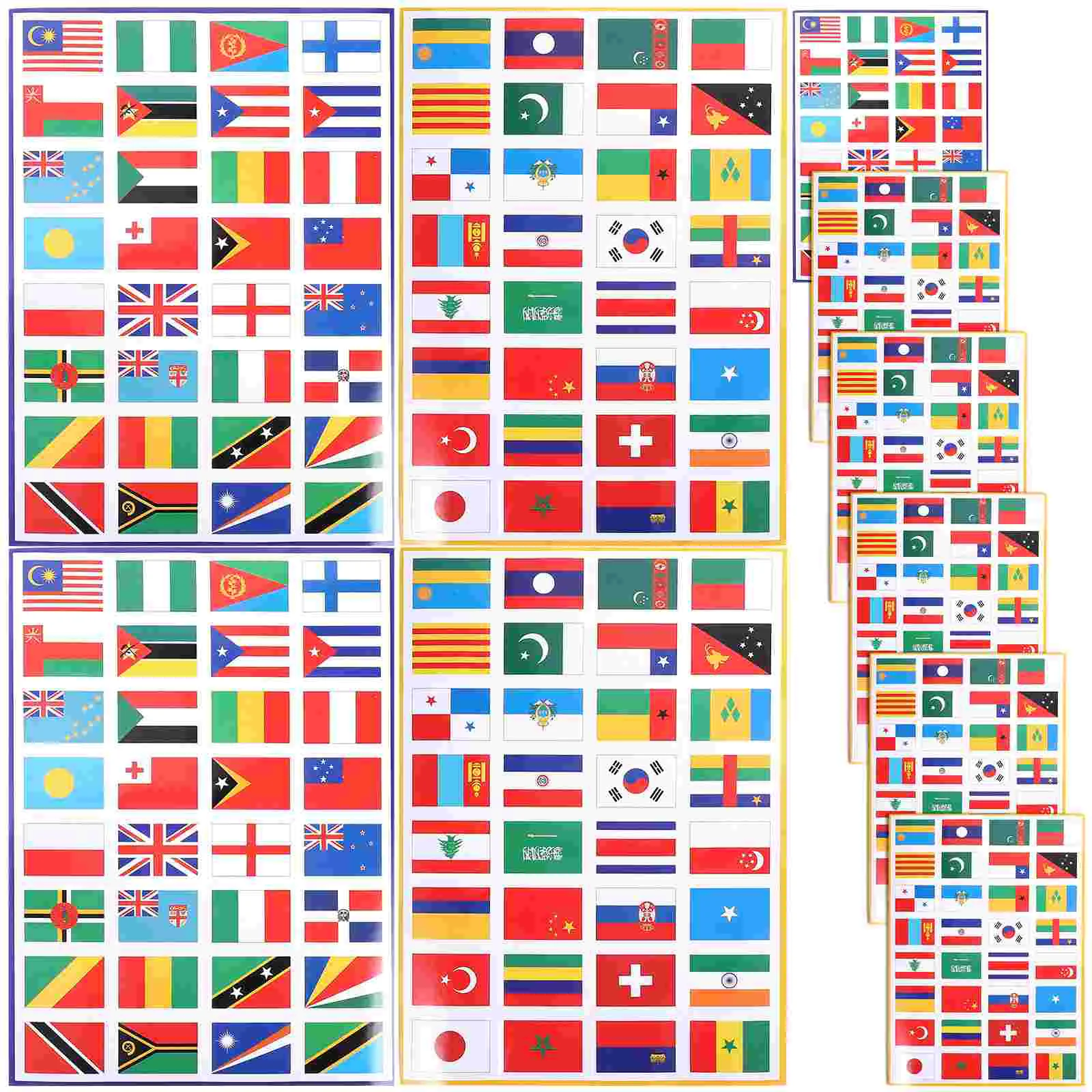 10 Sheets Mini Flags World Sticker Stickers Football Match Body Decals Self-adhesive Map of The Face Travel