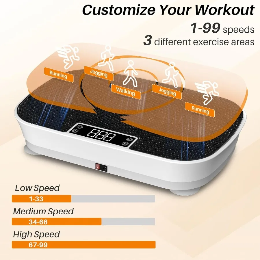 آلة تمرين لوحة الاهتزاز - 99 سرعة سعة 400 رطل منصة اهتزاز الجسم كله هادئة لتخفيف الوزن اللمفاوي #3