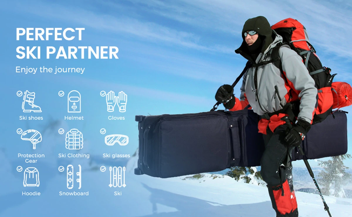600D Fully Padded Snowboard Bag Waterproof Wheel Travel Bag Ski Snowboard Air Travel Bag Winter Skiing Equipment