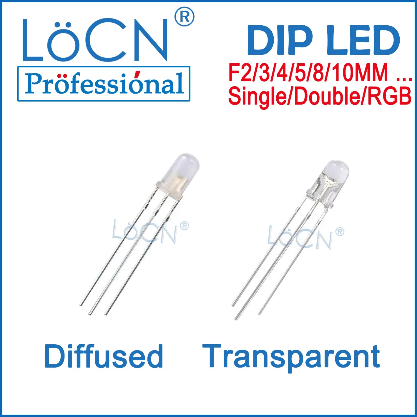 LoCN 1000 pz F5 5 MM Diodo LED Bicolore 2 colori Rosso Blu Verde Giallo Catodo comune Anodo Trasparente Perni Lunghi DIP3 3 P