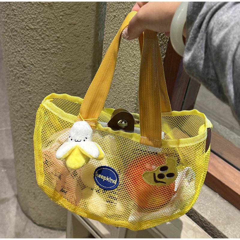 Cute Apple Mesh Handbag Niche  - Travel Accessories Toiletry Bag review and price