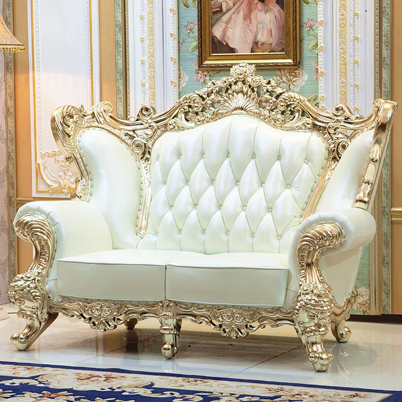 European-style Sofa French-style Sofas Single and Double Three-person Villa High-end Living Room Leather Home Furniture