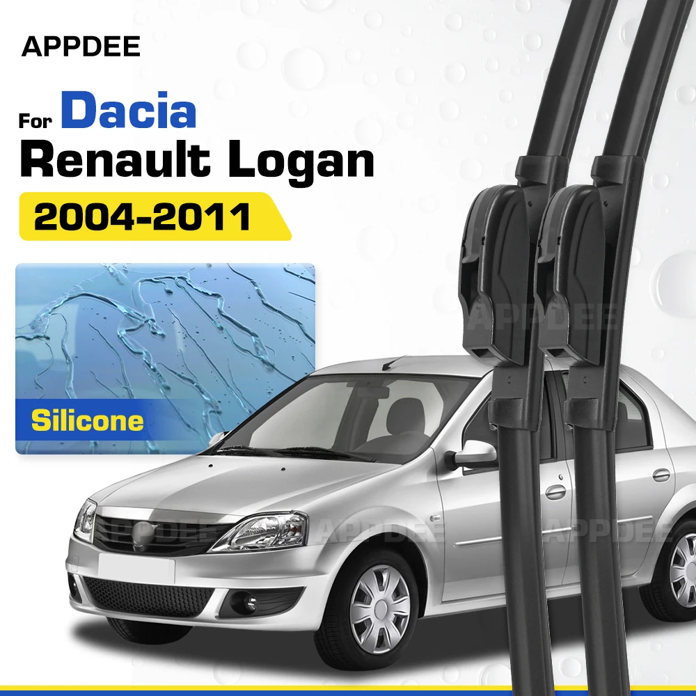 

Silicone & Rubber LHD&RHD Front Wiper Blades Set For Dacia Renault Logan MK1 2004-2011 Coated Windshield Window Brushes