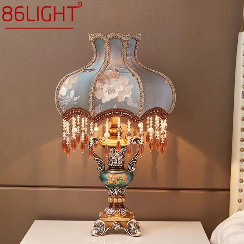 

86LIGHT European Table Lamp Luxurious Living Room Bedroom Study Villa Hotels LED Retro Creativity Bedside Desk Light