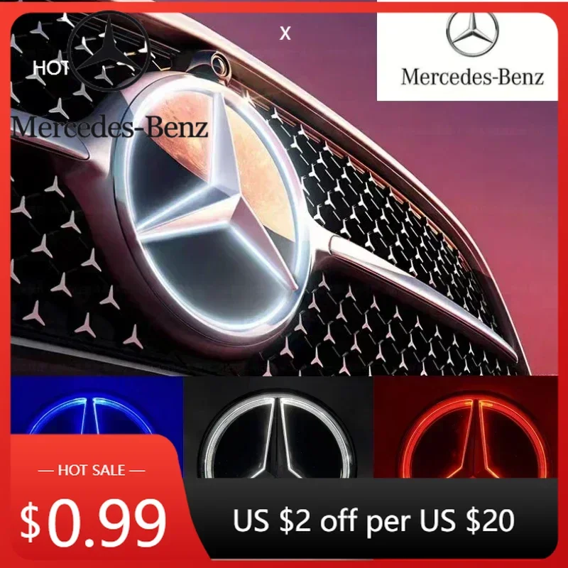 

Car Sticker Car Front Grill Logo Light mirror face LED Badge Emblem Luminous Decorative Light For Mercedes Benz W213 E-Class