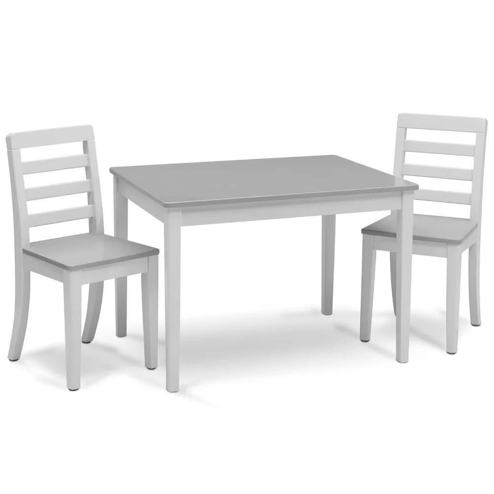 Ensemble table et 2 chaises pour enfants, Bianca blanc/gris