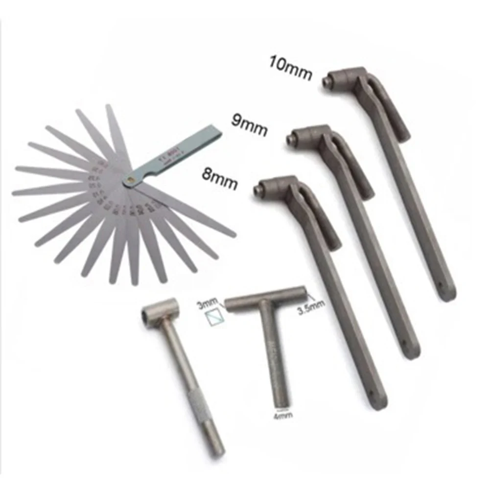 Precision Motorcycle Valve Adjustment Tool Set 6pcs with Wrenches and Feeler Gauge for Optimal Engine Performance