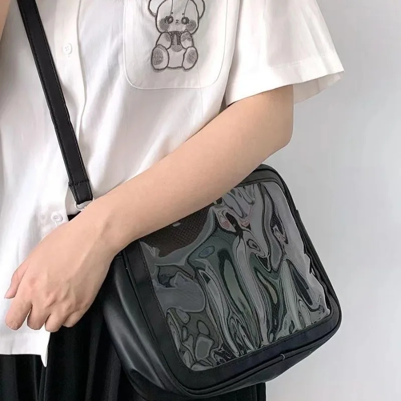New Fashion Comic Con Pain Bag Slanting Shoulder pu diy Uniform Bag Japanese Lolita Display Transparent Shoulder Bag