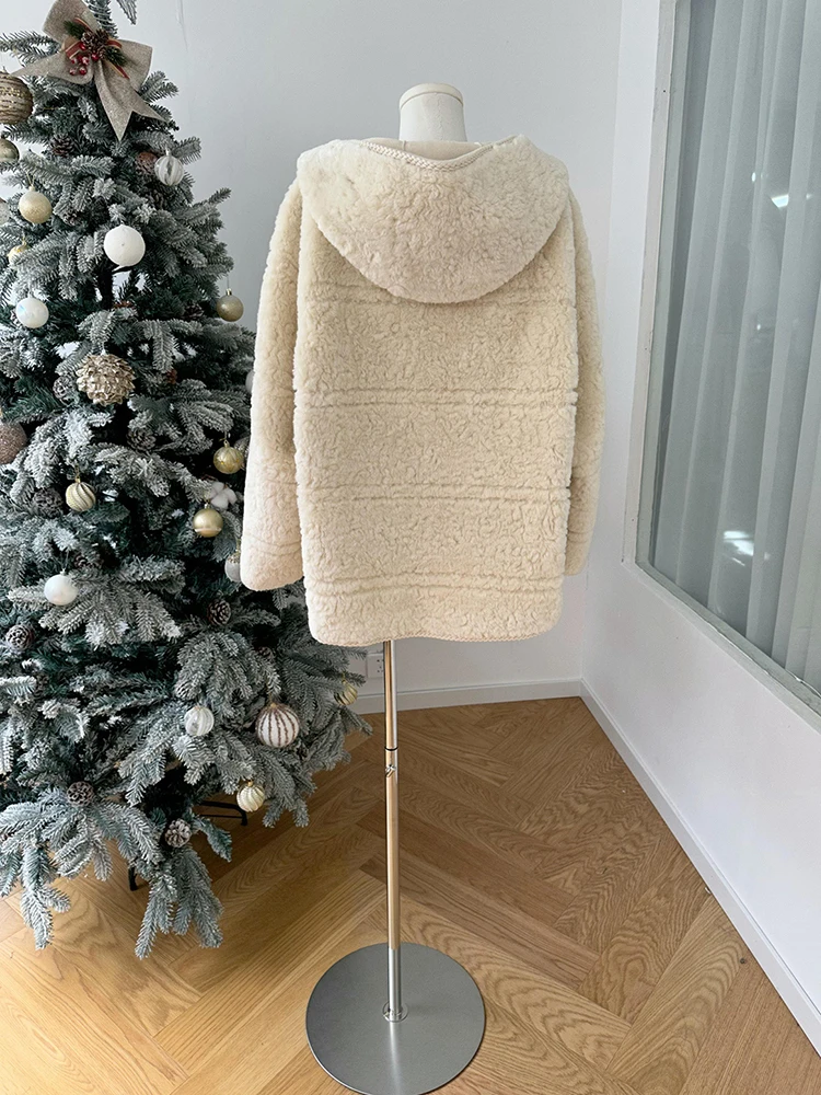 Thiened blanc agneau fourrure Jaet femmes hiver nouveau Sle intégré cuir et fourrure chaleur vêtements d'extérieur coréen Sle coupe ample