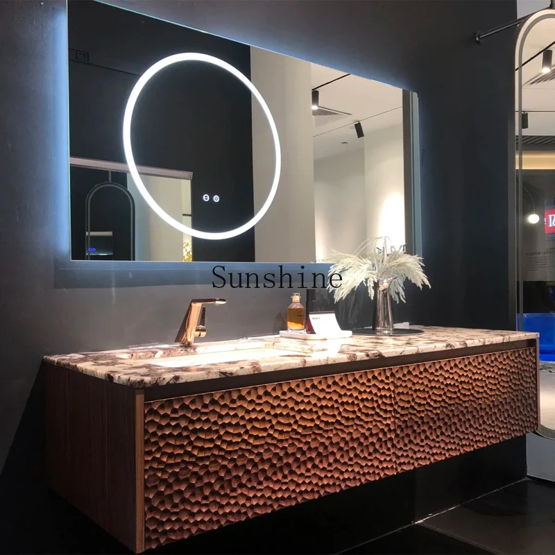 

haute couture luxury stone bathroom cabinet combination bathroom washbasin washbasin solid wood baking paint customization