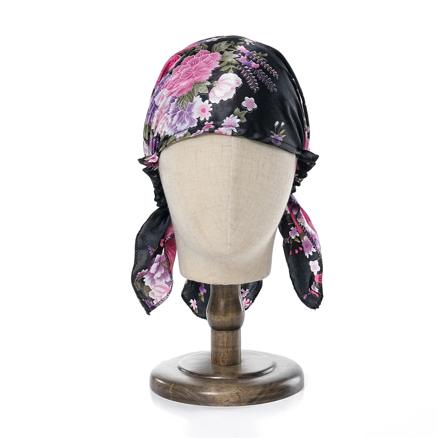 Neue Frauen Luxus Satin Schlafmützen Nachtschlaf kappen Damen Headwrap gedruckt Stretch Beanie Cap Haarpflege Kopf bedeckung – Detail 6