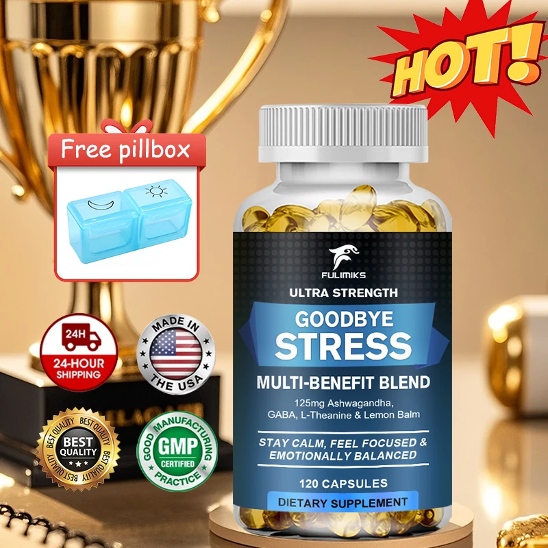 11-in-1 Stress Management Supplement Capsules, Premium Formula, Balances Cortisol, Energy, Restful Sleep, Mood Boost, Non-GMO