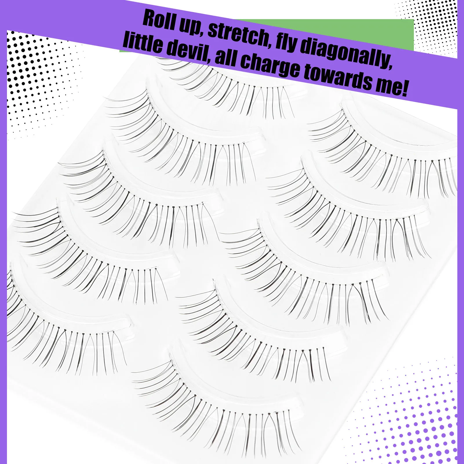 Transparent Band Lashes para Beauty Blogger, Wispy Cílios, Extensões de Maquiagem, Full Strip Lash Extensões, Suprimentos de Maquiagem, 5 Pares