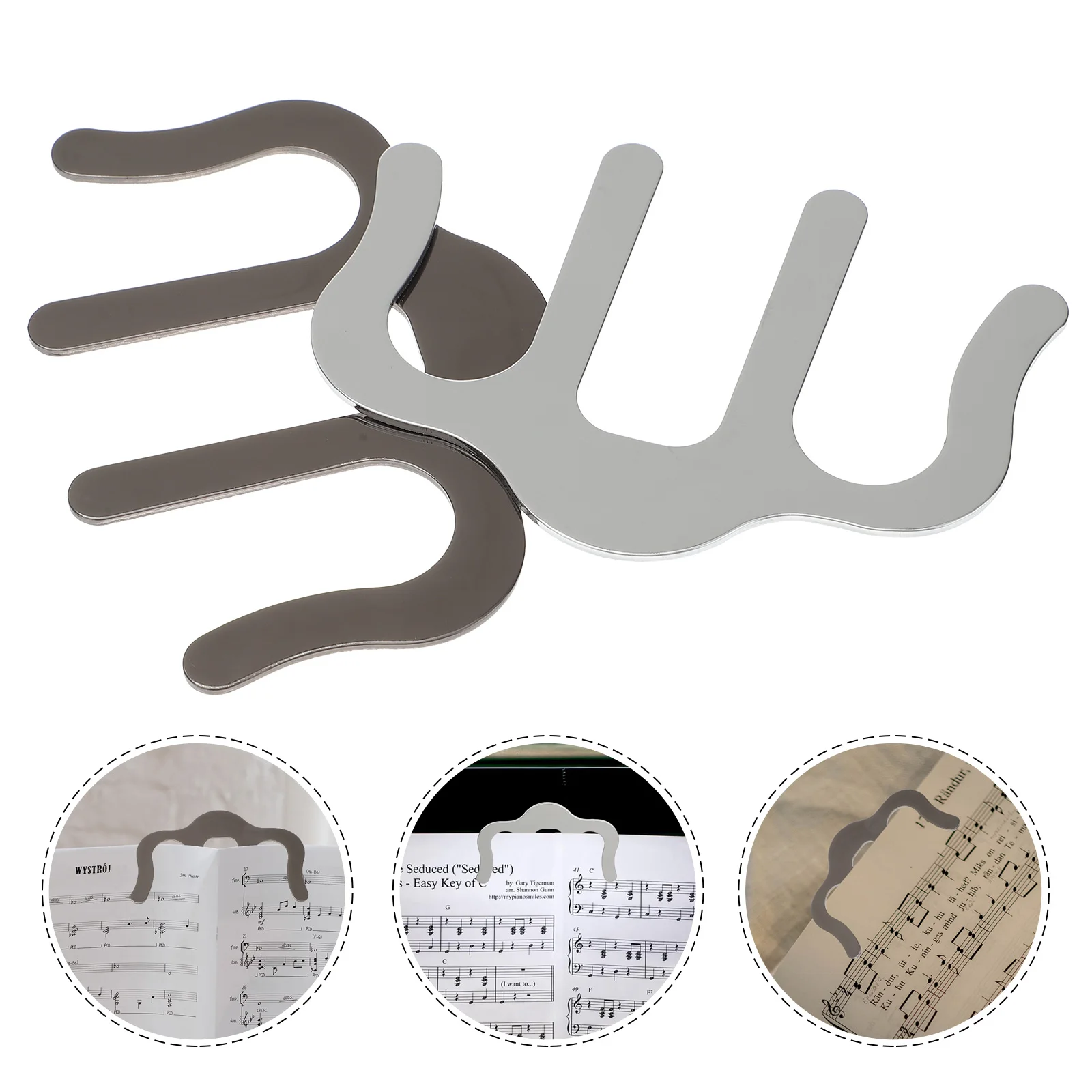 

2pcs Piano Sheet Clip Metal Music Page Holder Windproof For Outdoor Use Music Book Page Clip Stationary Note Clamp Musicians