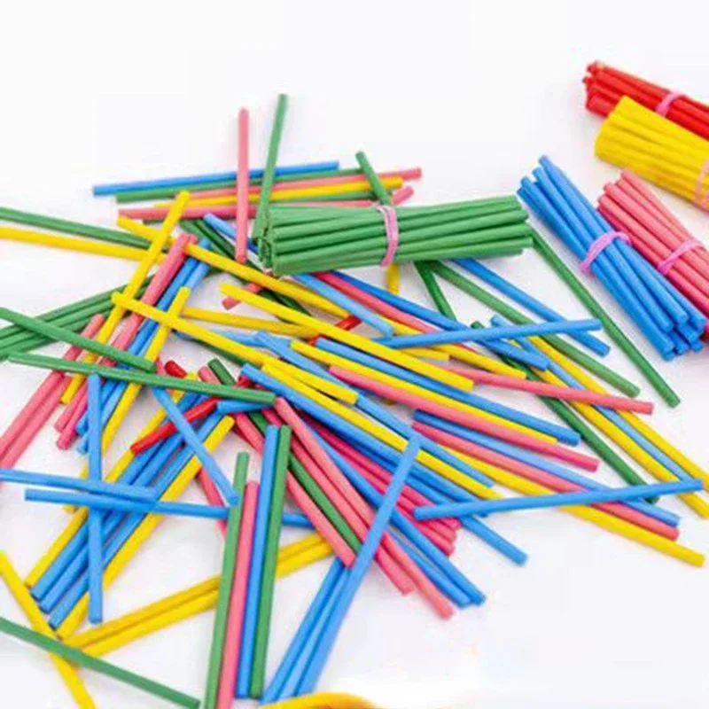 Palos de bambú coloridos para contar matemáticas, 100 piezas, material didáctico Montessori, juguete de aprendizaje de matemáticas para niños en edad preescolar