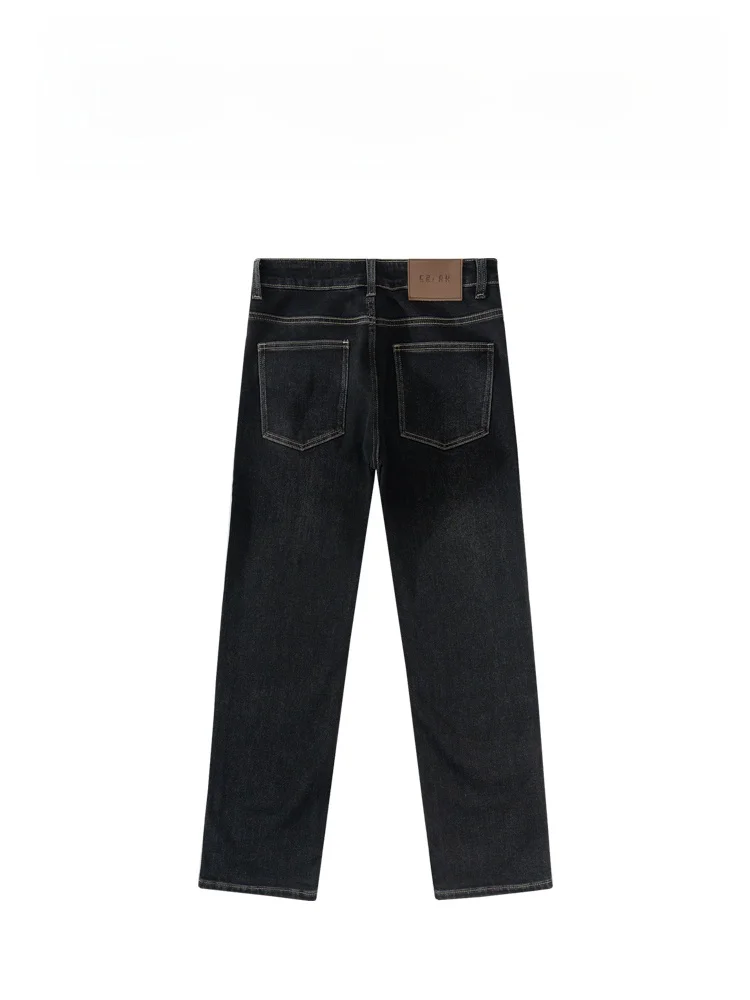 

BAIRBAOLIY Men's Faionable Retro Straight Leg Jeans Thiened Fce Winter Casual Pants Versatile mid Waist Zipper Fly