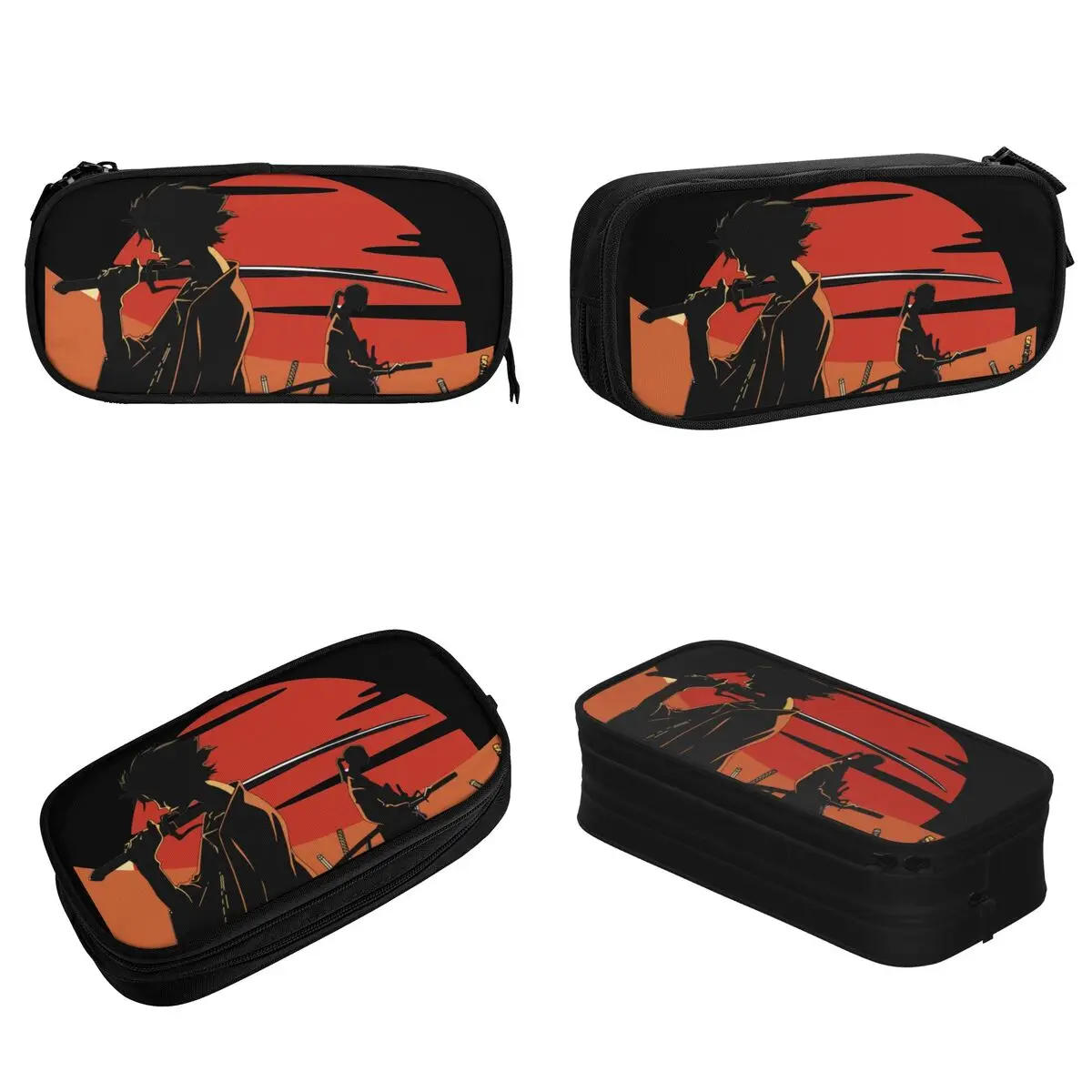 Jin And Mugen-estuches de lápices Samurai Champloo, caja de bolígrafos de Anime japonés, bolsa de gran capacidad para estudiantes, estuches de lápices escolares con cremallera