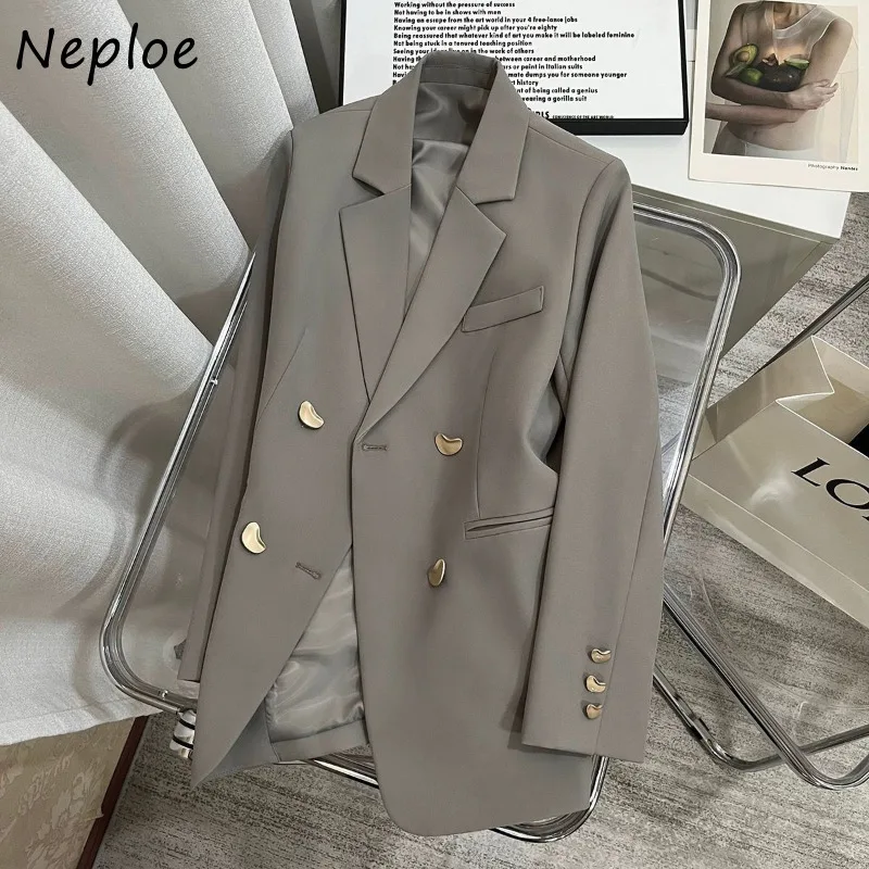 Neploe Casual All-match Tailored Coat Women 2024 Spring Autum New Lapel Neck Tops Mujer Y2k Long Sleeve Loose Jackets