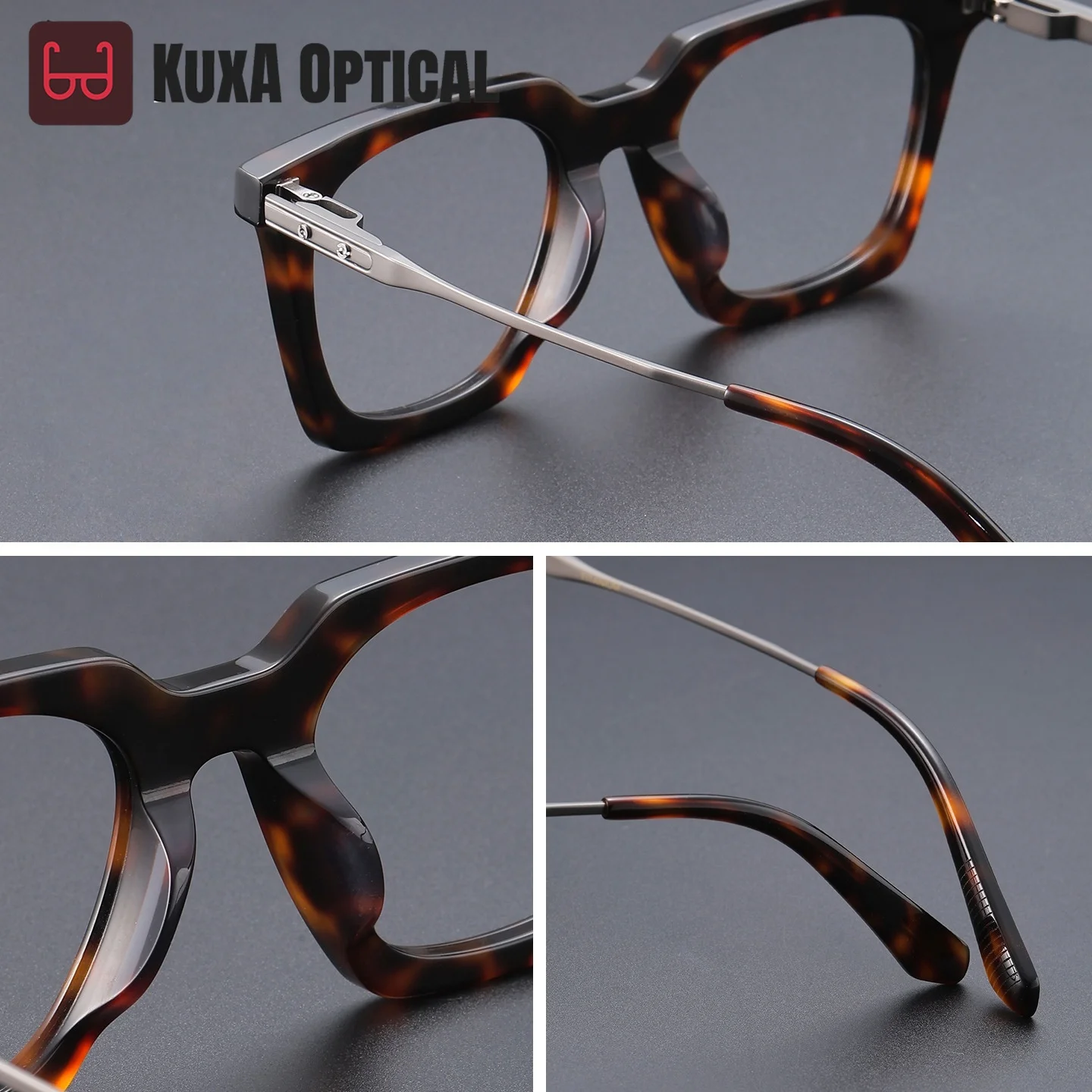 

XUKA New High-end Glasses Retro Square Simple Fashion Women's Eyeglasses Frame T23006 Luxury Acetate Pure Titanium Men's