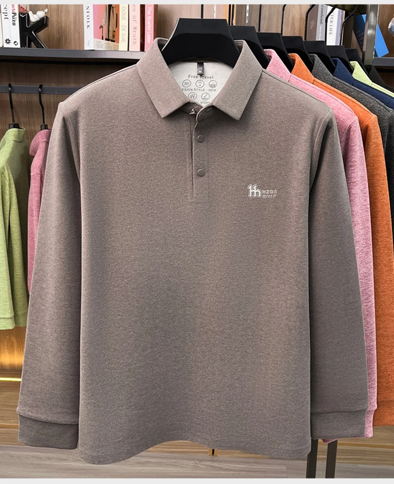 Marke Mode Buchstaben Muster Langärmel Polo-Shirt Herren Luxus Herbst Neues Leicht Komfort Geschäftsbereich Freizeit Flip-Kragen T-Shirt – Detail 24