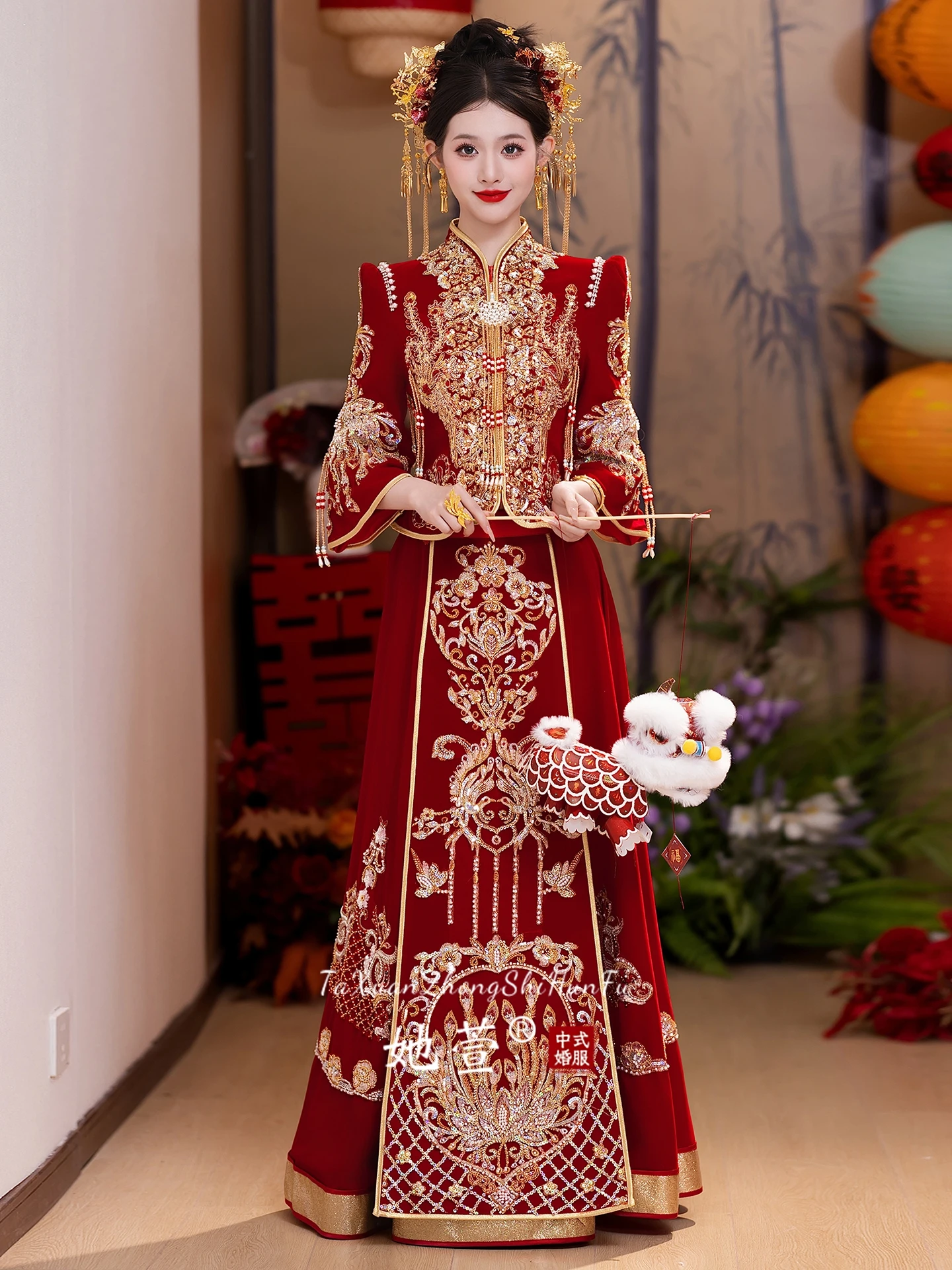 

Ele Slim-Fit Wedding Dr Traditional Chinese Sle New 2025 ow He Wedding Gown Heavy Embroidery Bridal Gown