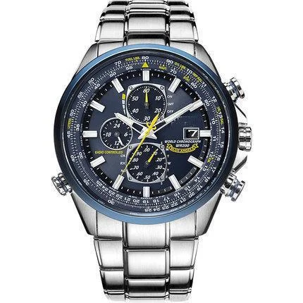 Stylish Men's Atomic Chronograph Watch | Luxury Sports Design, Stainless Steel & Blue Dial | Great Christmas Gift image 3