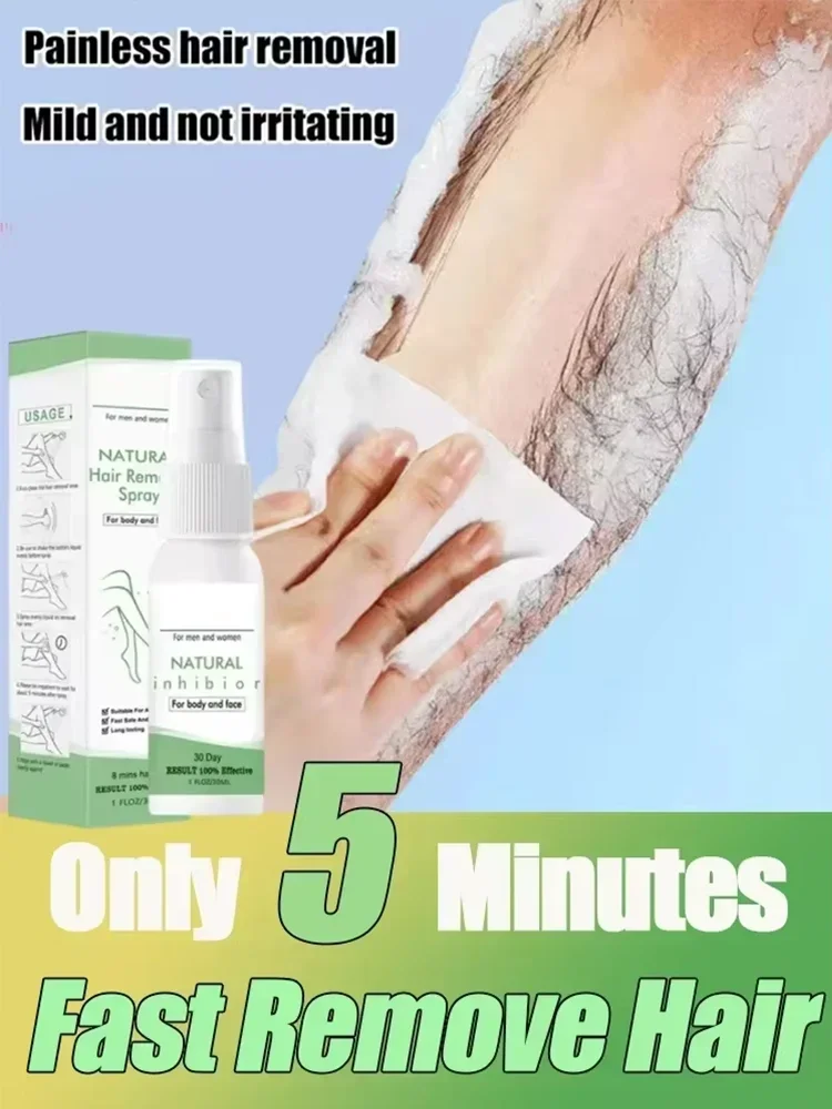 

2 Minutes Fast Hair Removal Spray Painless Hair Growth Inhibitor Arm Armpit Leg Permanent Depilatory for Men Women Repair Care